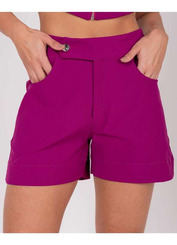 Miss Misses - Short Miss Misses com Bolso e Botao Roxo Roxo 3