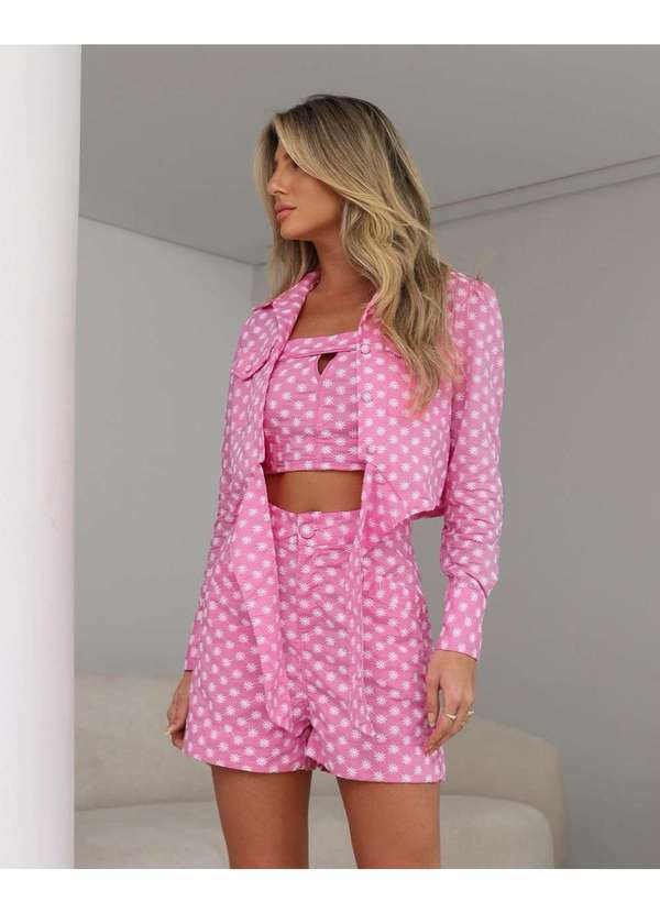 Miss Misses - Short Miss Misses Laise com Bolsos Rosa Rosa