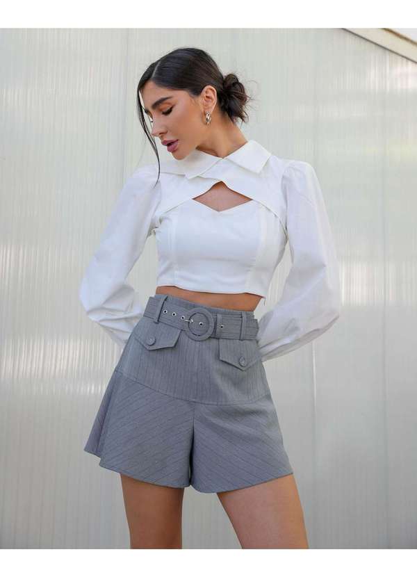 Dot Clothing - Shorts Dot Clothing com Cinto Cinza Cinza