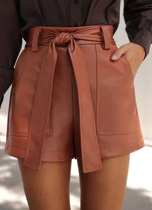 Dot Clothing - Shorts Dot Clothing Courino com Laco Marrom 2