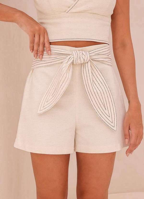 Dot Clothing - Shorts Dot Clothing Marcela Natural Bege