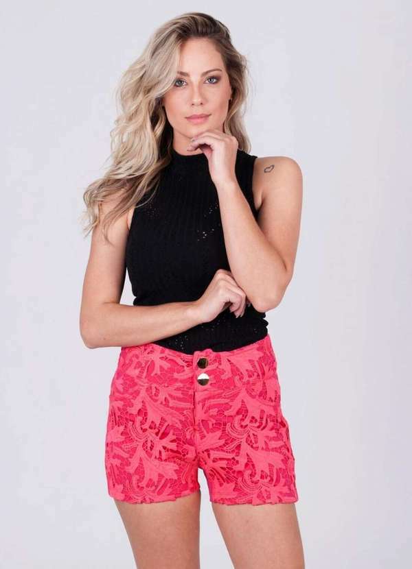 Limone - Shorts Limone Rendado Rosa Rosa