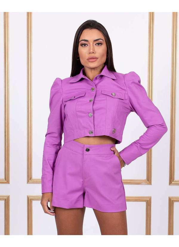 Miss Misses - Shorts Miss Misses com Bolso e Botoes Rosa