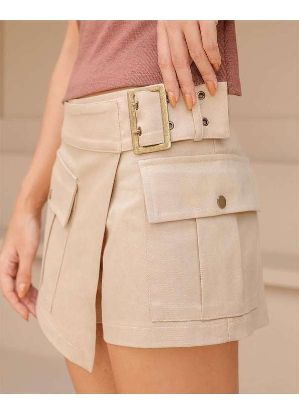 Dot Clothing - Shorts Saia Dot Clothing Cinto Bege Bege 3