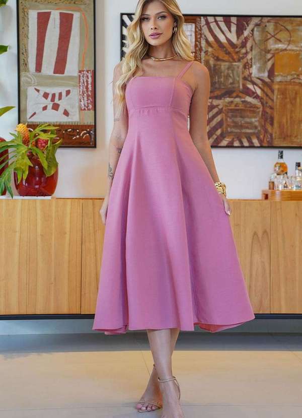 Miss Misses Vestido Amelia Gode c/ Alca e c/ Ziper Rosa