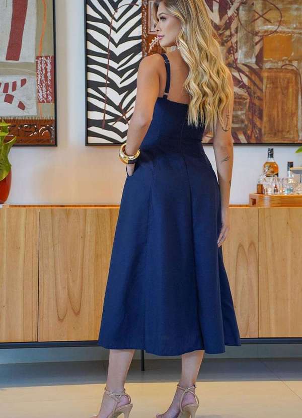 Vestido Amelia Gode c/ Alca e c/ Ziper Azul Dress Us