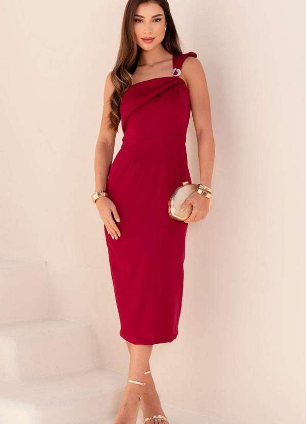 Miss Misses - Vestido Angelina Md um Ombro So C/Detalhe Metal Roxo