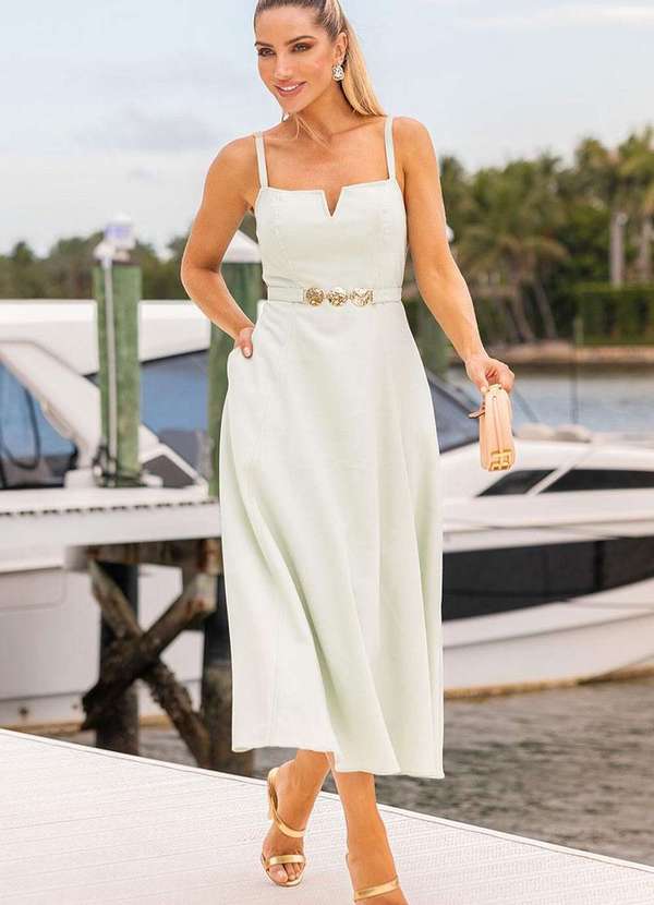 Miss Misses - Vestido Brenda C/Alcas Det. Metal Verde 3