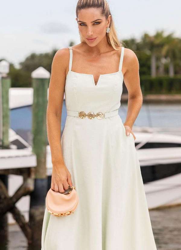 Miss Misses - Vestido Brenda C/Alcas Det. Metal Verde 4