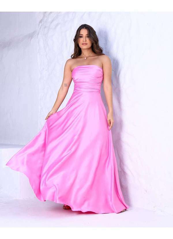Cappuccino - Vestido Cappuccino Longo Tqc Rosa Rosa