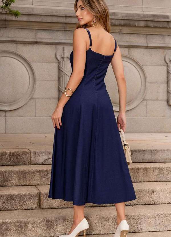 Miss Misses - Vestido Carol Decote V com Alcas Azul 2