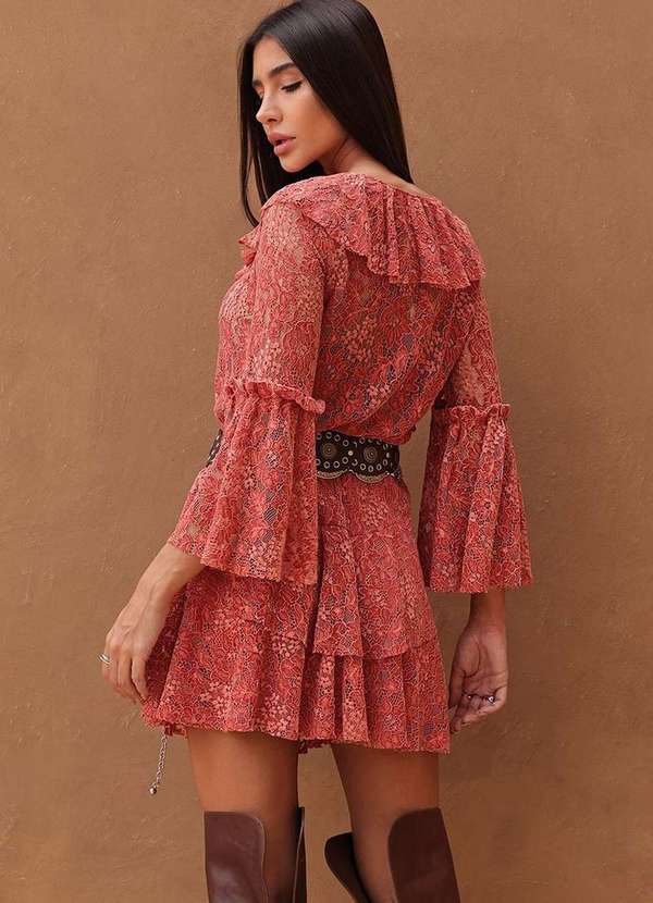 Dot Clothing - Vestido Curto Dot Clothing Rendado Rosa 3