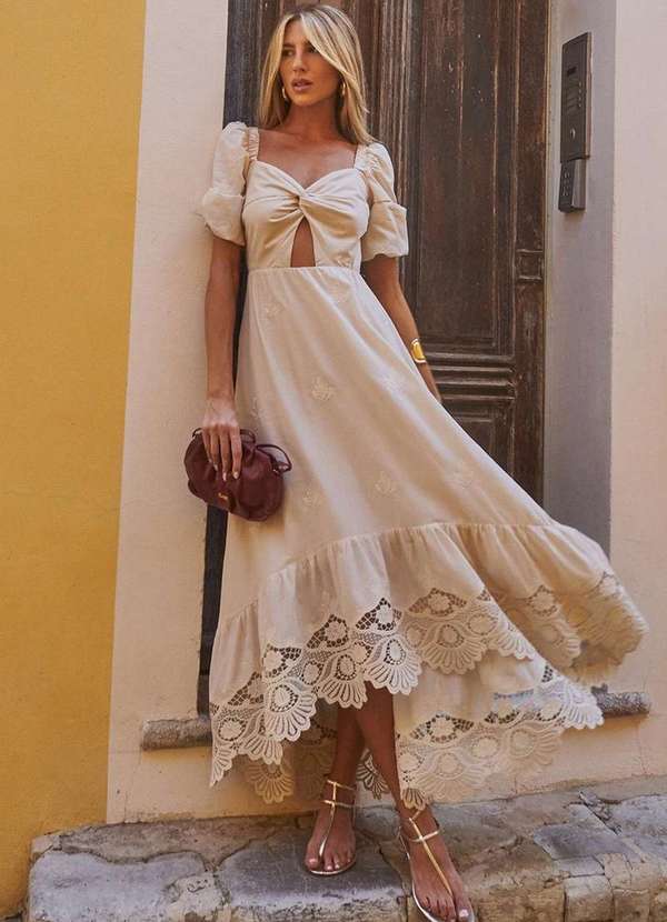 Dot Clothing - Vestido Dot Clothing Atena Laise Bege