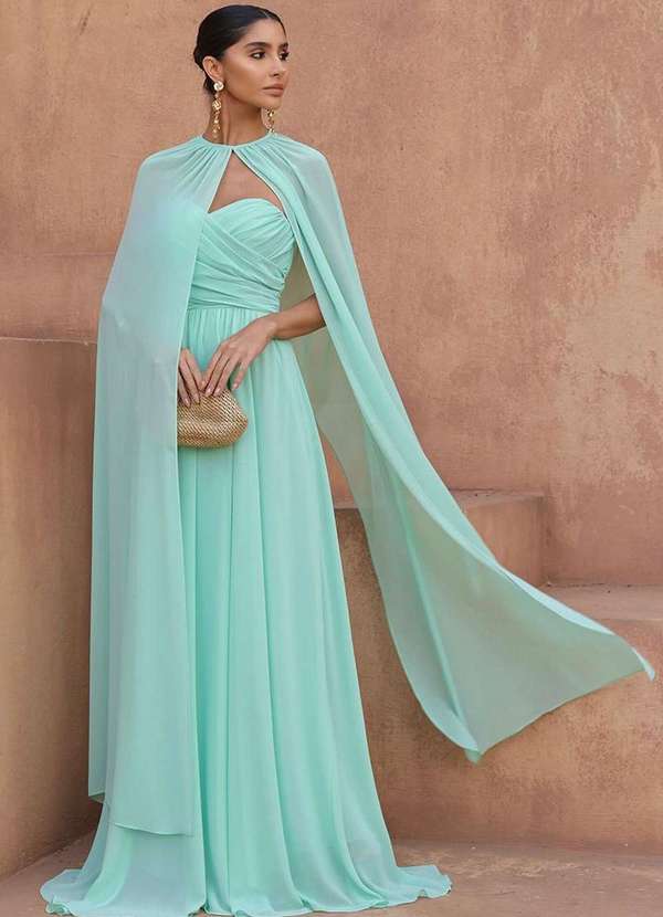 Dot Clothing - Vestido Dot Clothing Athena Longo c/ Capa Verde