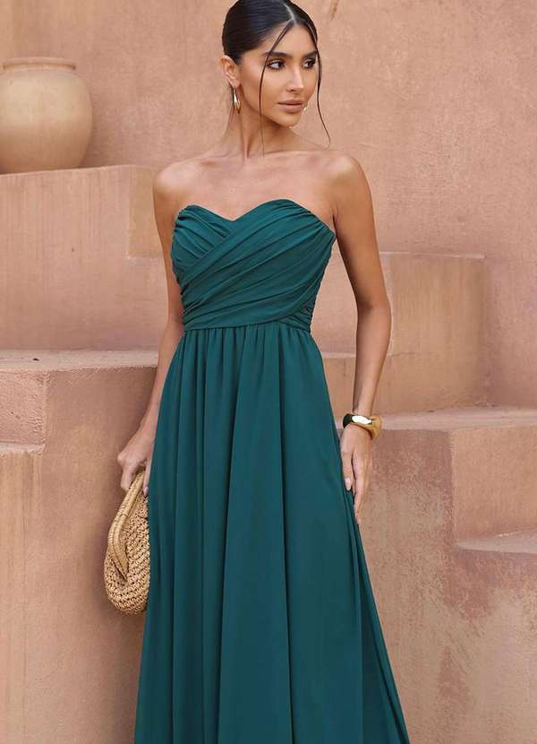 Dot Clothing - Vestido Dot Clothing Athena Longo c/ Capa Verde 4