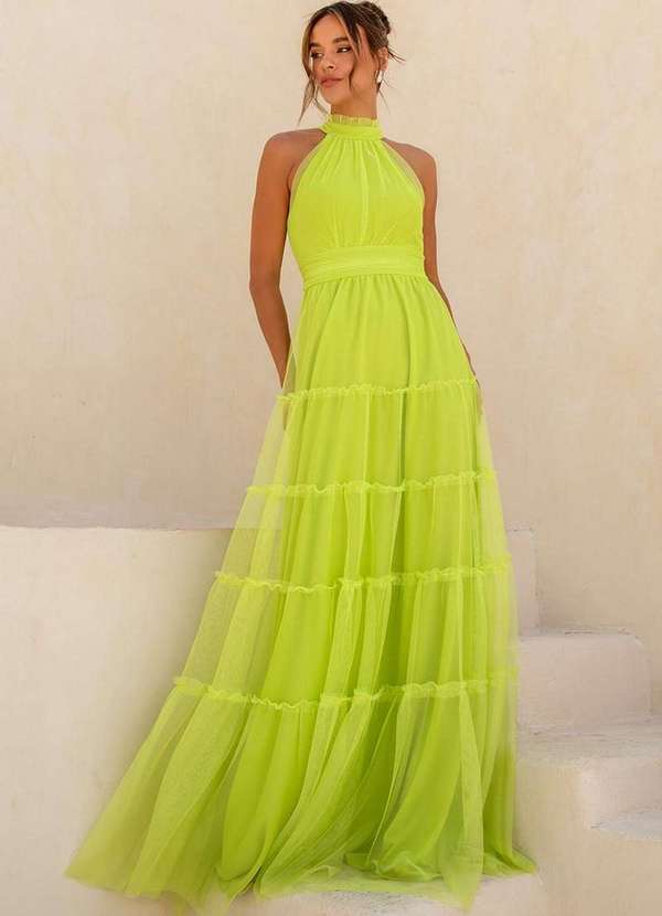 Dot Clothing - Vestido Dot Clothing Carmen Gola Alta Verde