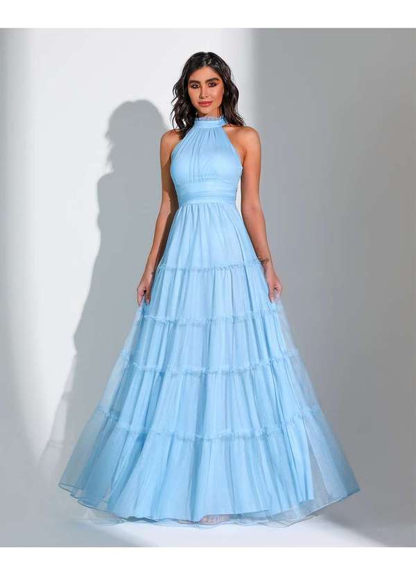 Dot Clothing - Vestido Dot Clothing Carmen Gola Alta Azul