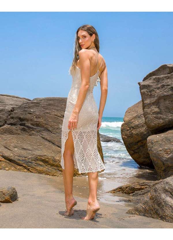 Dot Clothing - Vestido Dot Clothing Croche Natural Bege 2