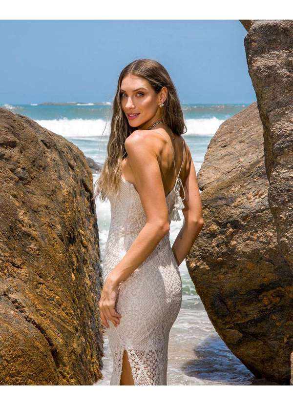 Dot Clothing - Vestido Dot Clothing Croche Natural Bege 6