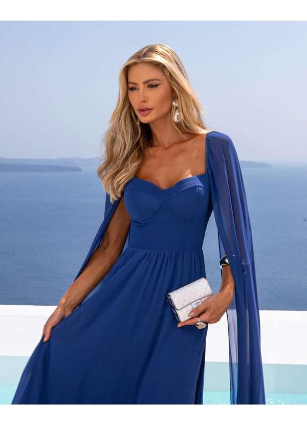 Dot Clothing - Vestido Dot Clothing Faixa Longa Azul Azul 5