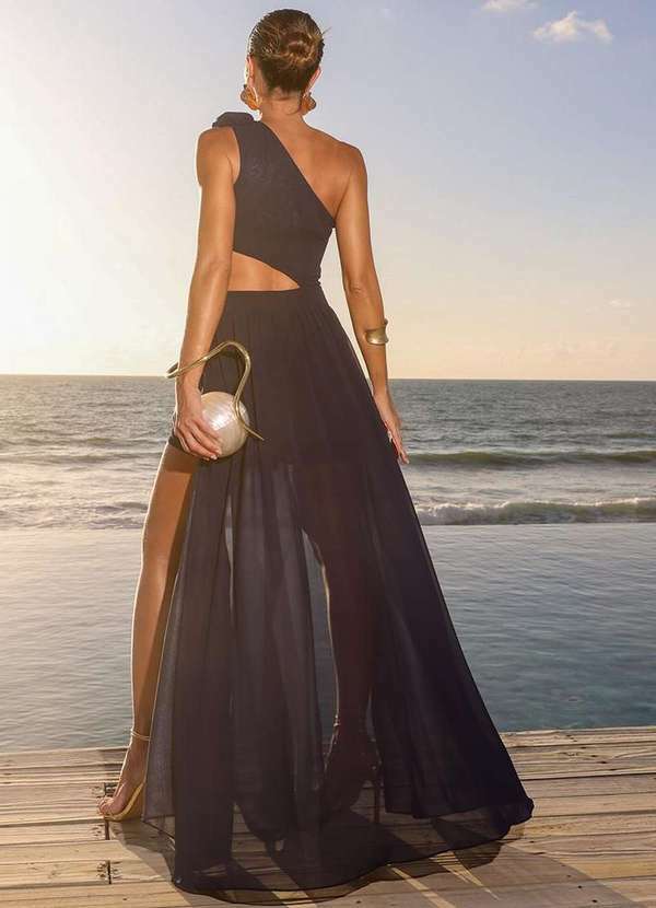 Dot Clothing - Vestido Dot Clothing Fernanda Ombro Unico Azul 2