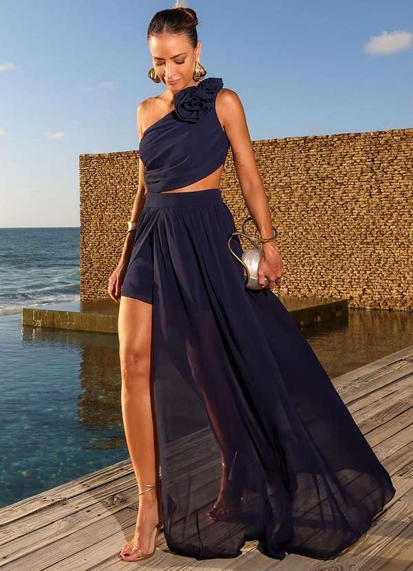 Dot Clothing - Vestido Dot Clothing Fernanda Ombro Unico Azul 4