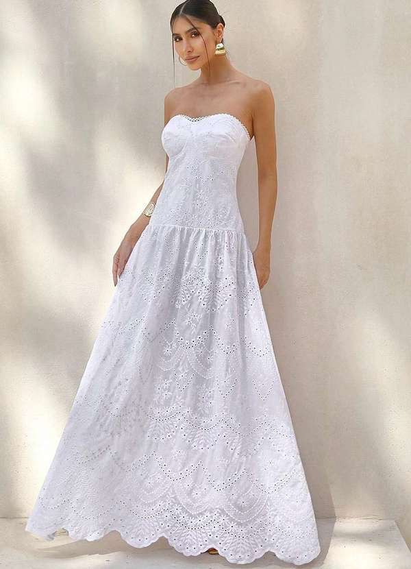 Dot Clothing - Vestido Dot Clothing Helena Tqc Laise Renda Branco