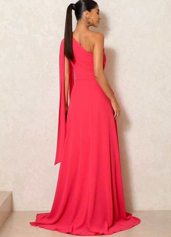 Dot Clothing - Vestido Dot Clothing Lilian com Fenda Coral Laranja 2