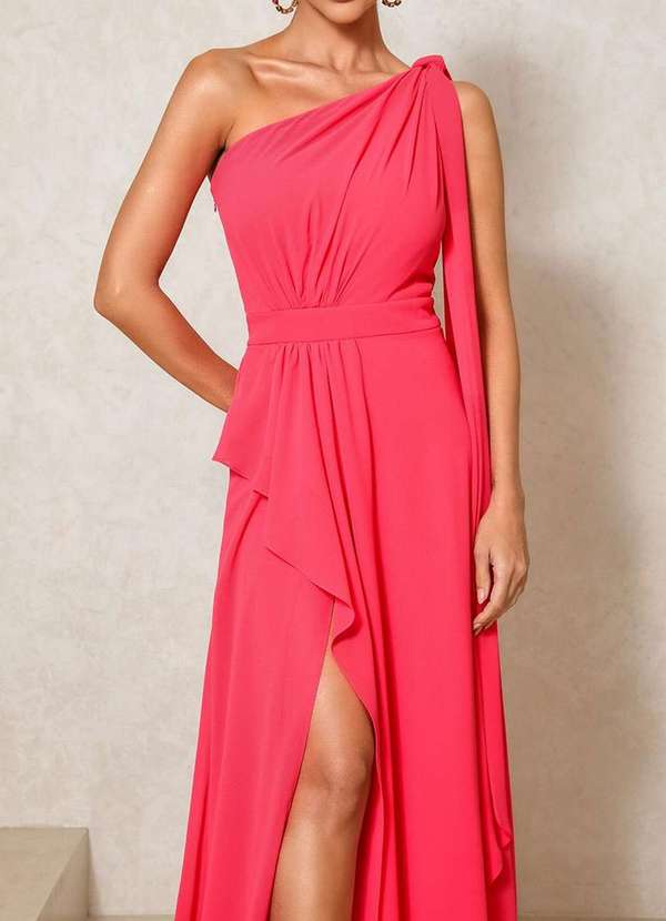 Dot Clothing - Vestido Dot Clothing Lilian com Fenda Coral Laranja 4