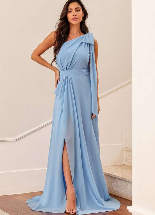 Dot Clothing - Vestido Dot Clothing Lilian com Fenda Azul