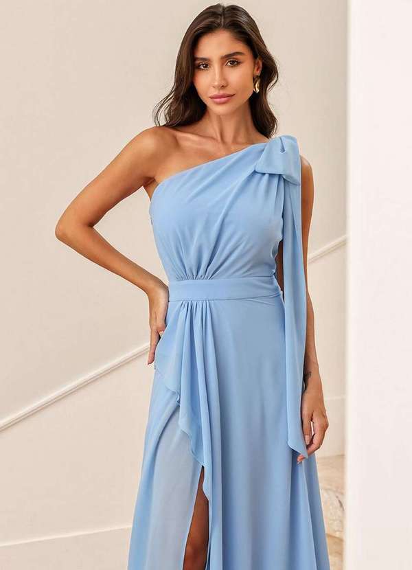 Dot Clothing - Vestido Dot Clothing Lilian com Fenda Azul 3