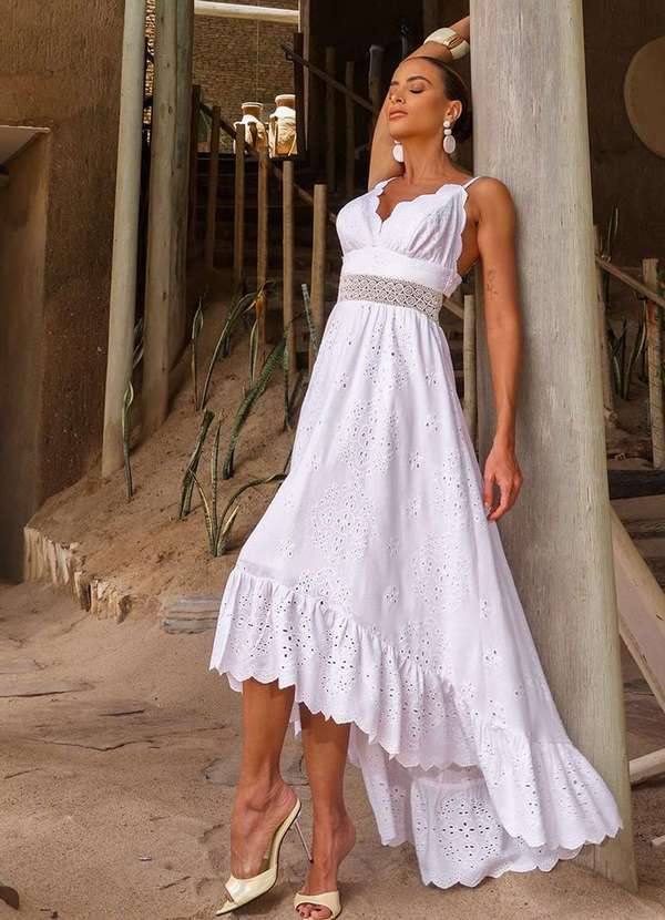 Dot Clothing - Vestido Dot Clothing Lilian Mullet Renda Branco 4