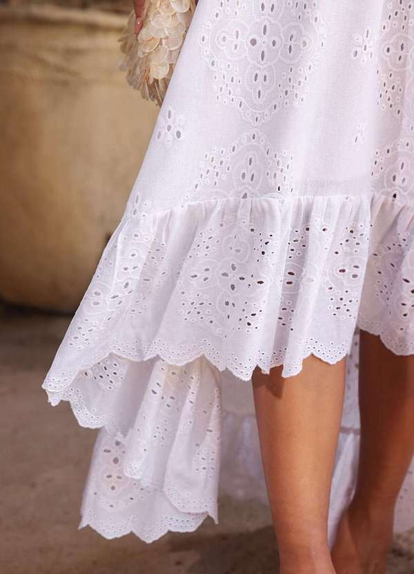 Dot Clothing - Vestido Dot Clothing Lilian Mullet Renda Branco 6