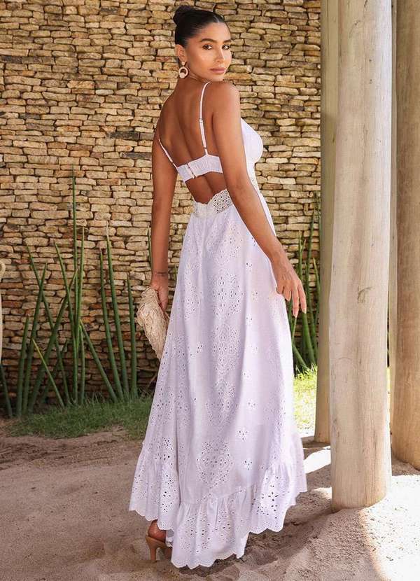 Dot Clothing - Vestido Dot Clothing Lilian Mullet Renda Branco 8