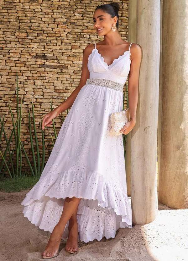 Dot Clothing - Vestido Dot Clothing Lilian Mullet Renda Branco 9