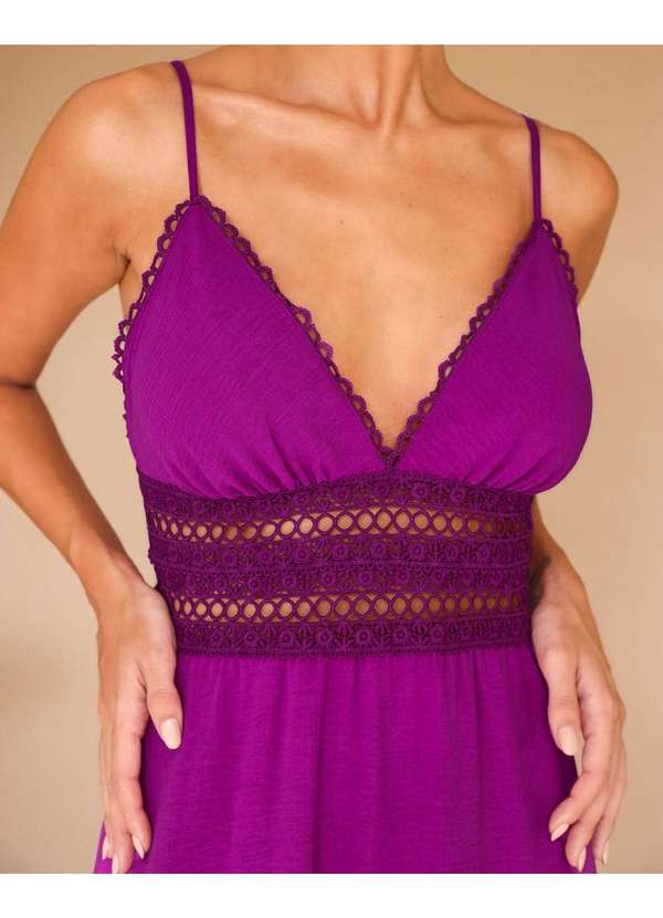 Dot Clothing - Vestido Dot Clothing Longo Alca Fucsia Roxo 4