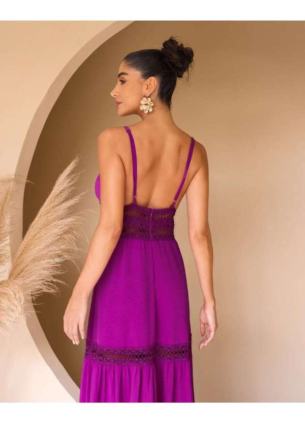 Dot Clothing - Vestido Dot Clothing Longo Alca Fucsia Roxo 6