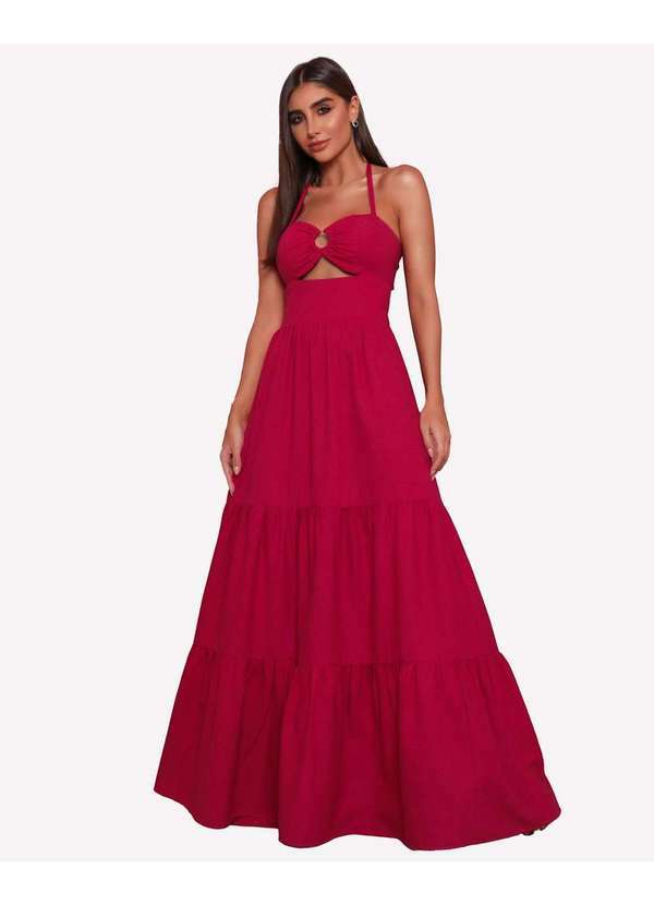 Dot Clothing - Vestido Dot Clothing Longo Argola no Busto Cereja Rosa