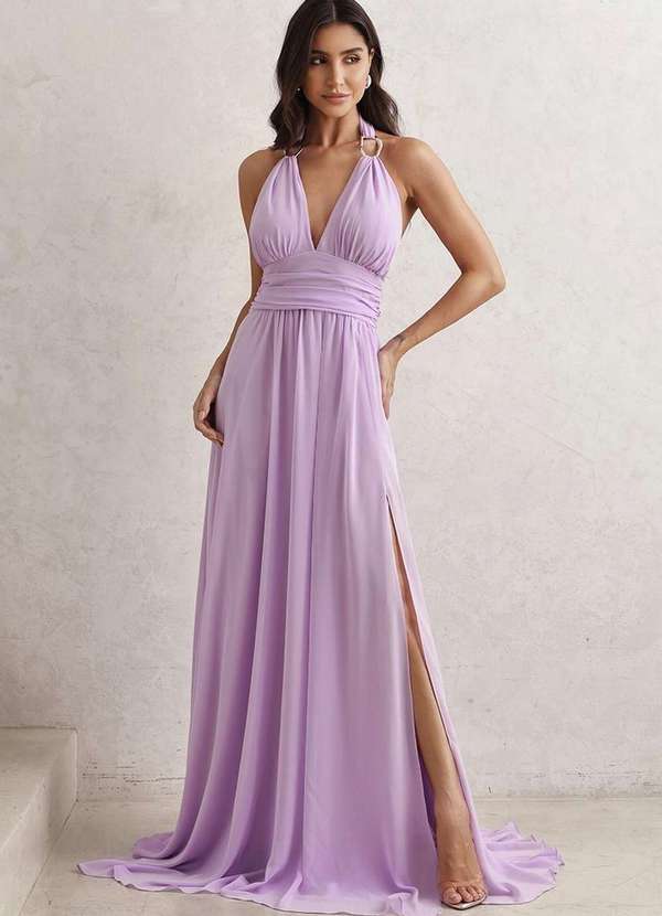 Dot Clothing - Vestido Dot Clothing Longo c/ Fivela Roxo