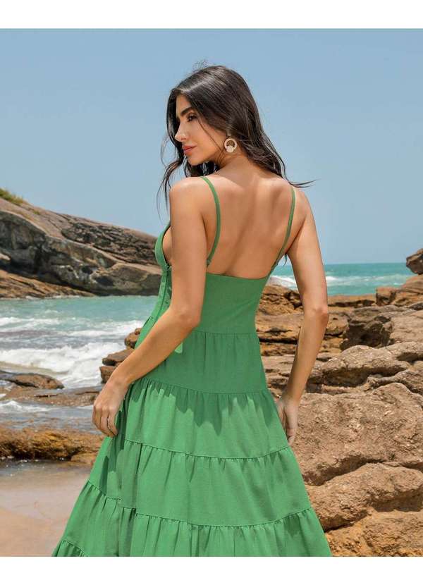 Dot Clothing - Vestido Dot Clothing Longo Camadas Verde Verde 5