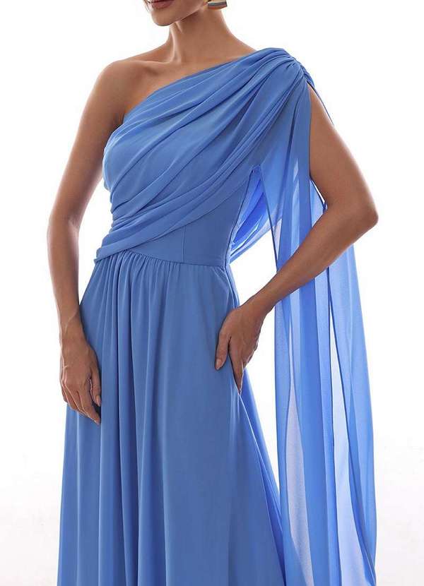 Dot Clothing - Vestido Dot Clothing Longo Capa Drapeada Azul Azul 3