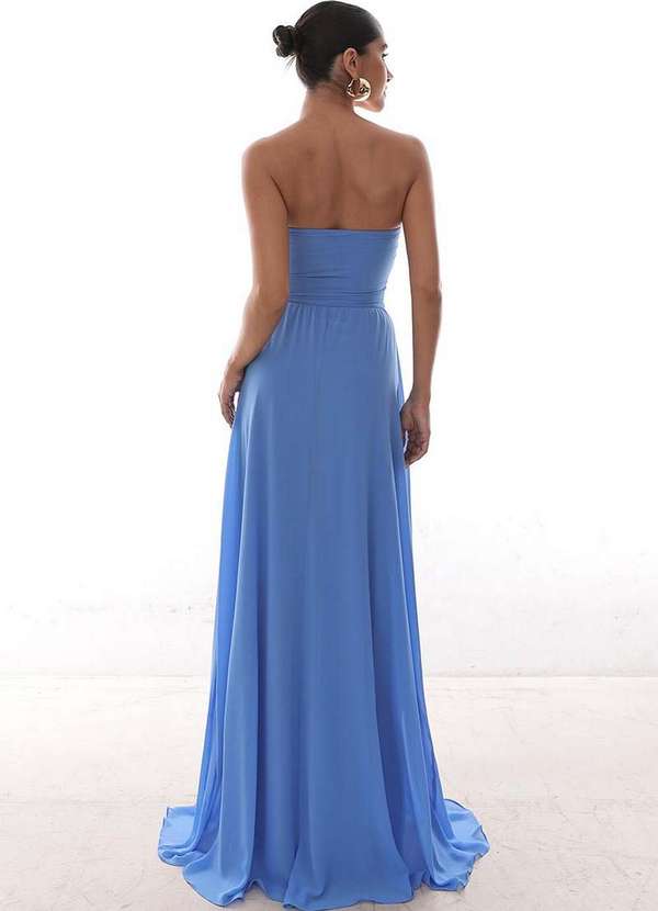 Dot Clothing - Vestido Dot Clothing Longo Capa Drapeada Azul Azul 8