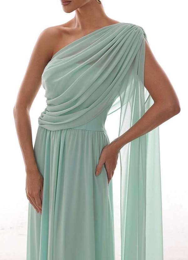 Dot Clothing - Vestido Dot Clothing Longo Capa Drapeada Verde Claro Verde 4