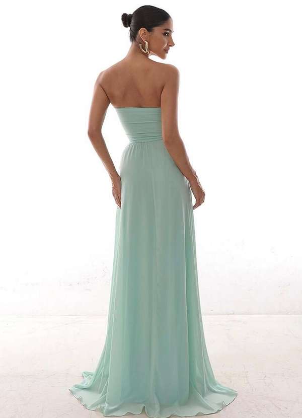 Dot Clothing - Vestido Dot Clothing Longo Capa Drapeada Verde Claro Verde 8