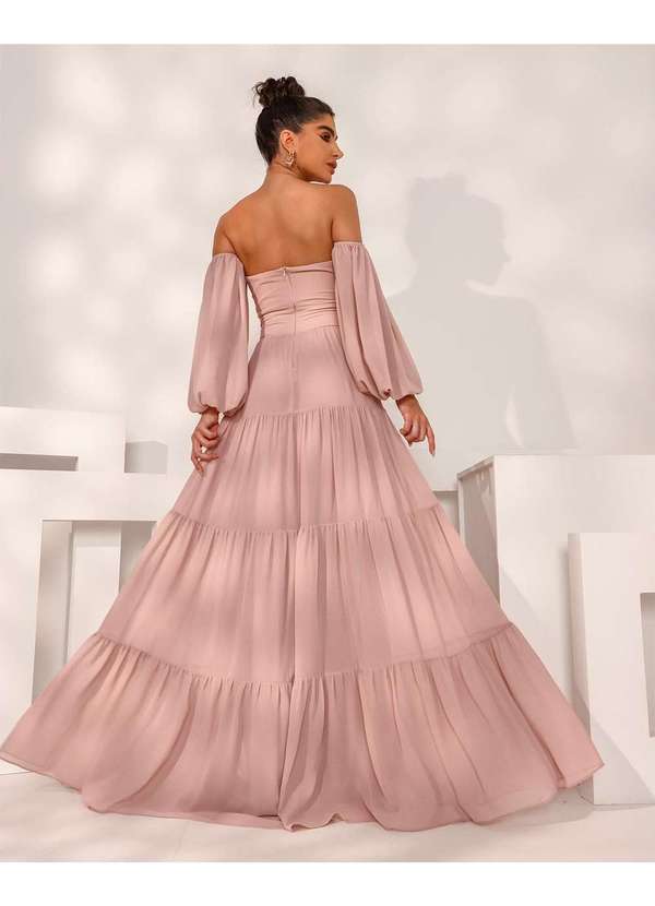 Dot Clothing - Vestido Dot Clothing Longo Ciganinha Rose Rosa 2