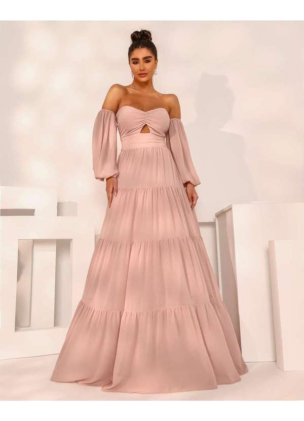 Dot Clothing - Vestido Dot Clothing Longo Ciganinha Rose Rosa 6