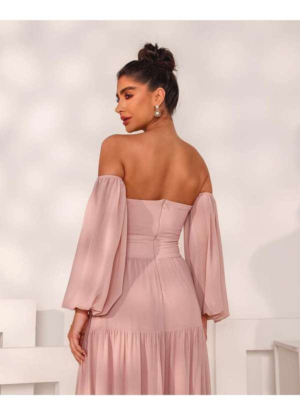 Dot Clothing - Vestido Dot Clothing Longo Ciganinha Rose Rosa 7