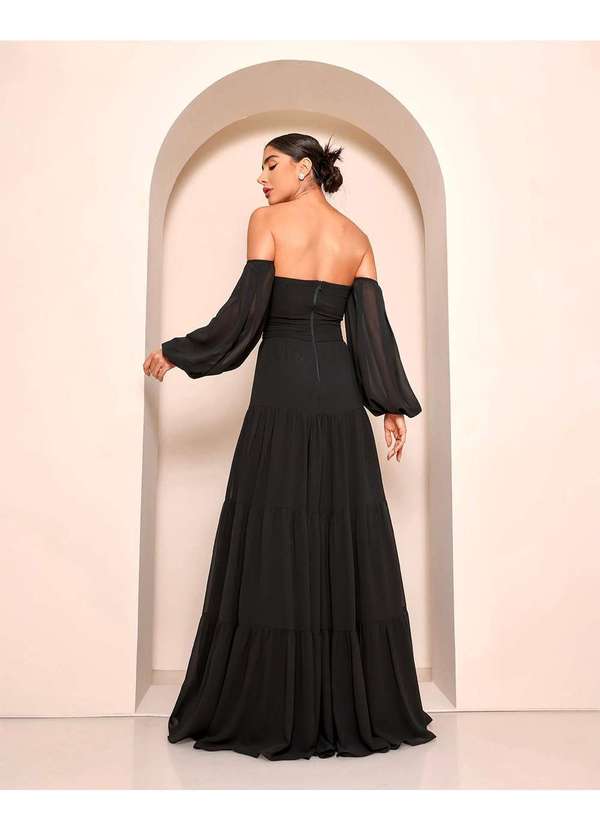 Dot Clothing - Vestido Dot Clothing Longo Ciganinha Preto 2