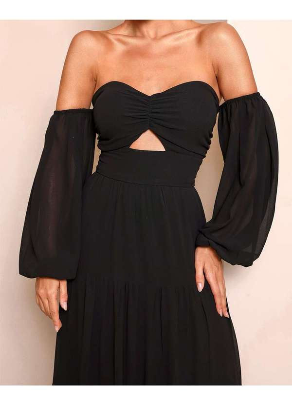 Dot Clothing - Vestido Dot Clothing Longo Ciganinha Preto 3