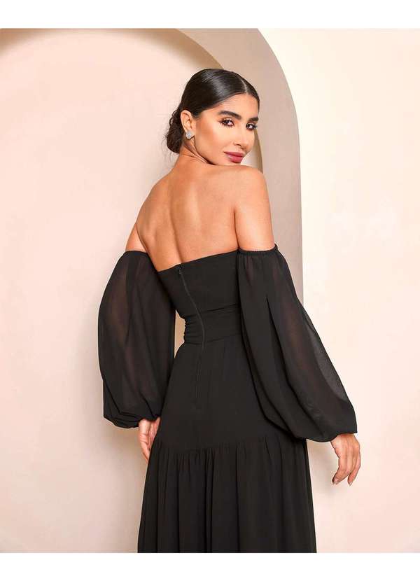 Dot Clothing - Vestido Dot Clothing Longo Ciganinha Preto 7